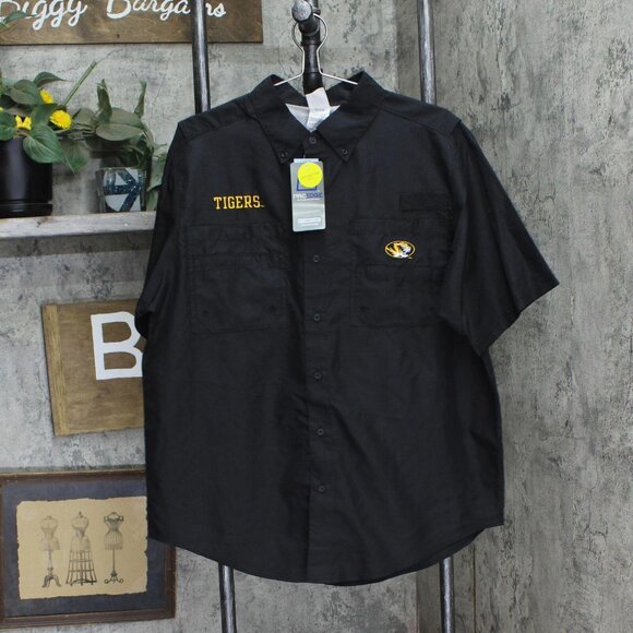 NWT Pro Edge Missouri Tigers Button Up Short Sleeve Mesh Lined Shirt 3XL Black - Picture 1 of 4